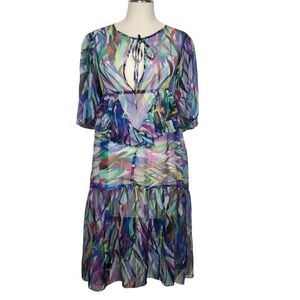 Anthropologie Guy Baxter Sheer Multi Colored Dress 8